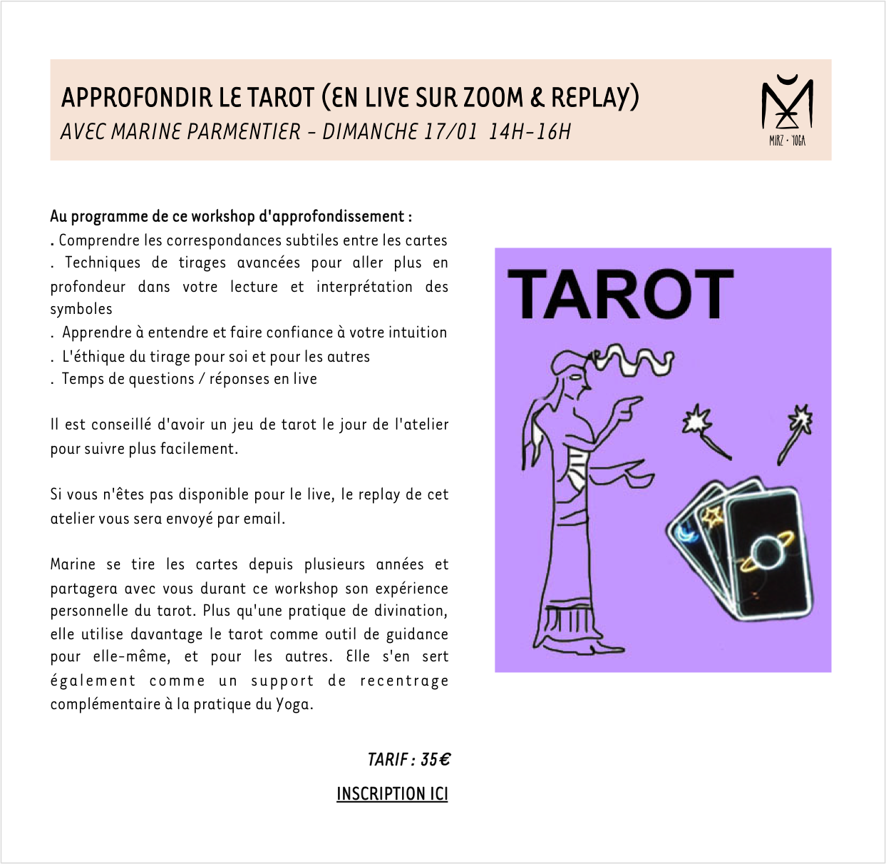 ATELIER APPROFONDIR LE TAROT (LIEN REPLAY)