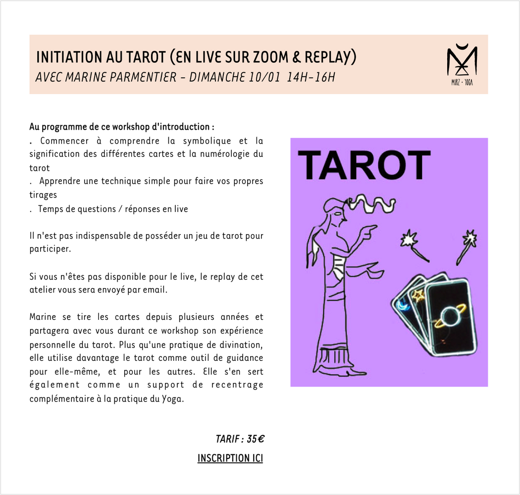 ATELIER INITIATION AU TAROT (LIEN REPLAY)